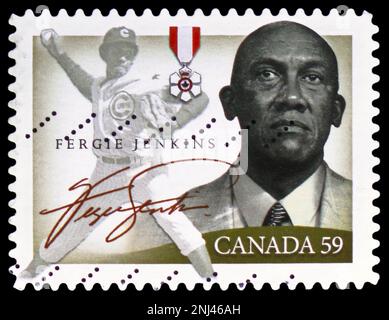 MOSCA, RUSSIA - 15 FEBBRAIO 2023: Francobollo stampato in Canada mostra Fergie Jenkins, Black History Month (2011) serie, circa 2011 Foto Stock