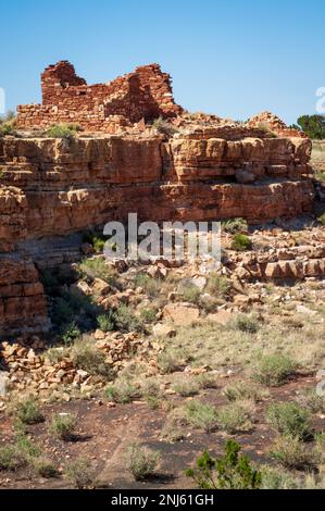 Rovine di Anasazi in un luminoso giorno di sole d'estate, Wupatki National Monument Foto Stock