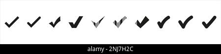 segno di spunta nero sugli sfondi di fomer. Illustrazione Vettoriale