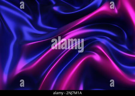 Forma della curva del metallo fluido. Viola blu liscio liquido onde. rendering 3d Foto Stock