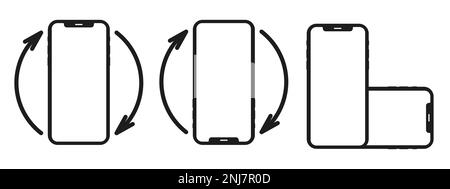 Ruotare il telefono cellulare. Illustrazione del vettore del simbolo di rotazione del dispositivo Illustrazione Vettoriale