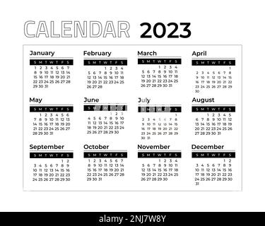 impostare calendario 2023 con un design semplice e moderno Illustrazione Vettoriale