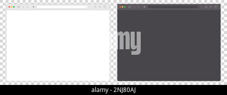 Finestre realistiche del browser web - immagine vettoriale di browser internet vuoti in modalità chiara e scura su sfondo color corallo Illustrazione Vettoriale