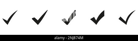 segno di spunta nero sugli sfondi di fomer. Illustrazione Vettoriale
