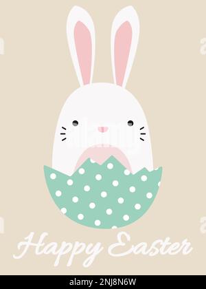 Buona cartolina di Pasqua. Coniglio di Pasqua. Cartolina vettoriale per Pasqua. Illustrazione Vettoriale