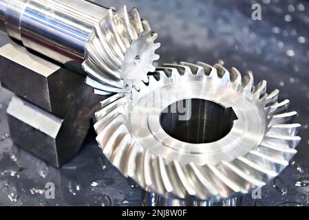 Campione di metallo dell'ingranaggio conico a spirale Foto Stock