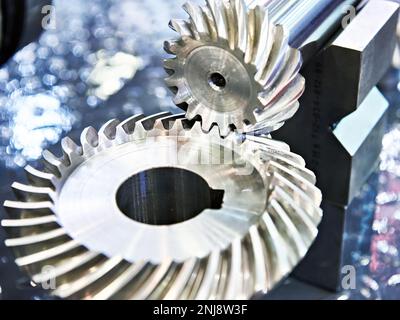Campione di metallo dell'ingranaggio conico a spirale Foto Stock