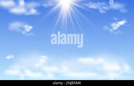 cielo blu con nuvole e raggi del sole Foto Stock