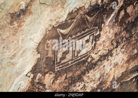 Antichi petroglifi al Parco Nazionale della Foresta pietrificata Foto Stock