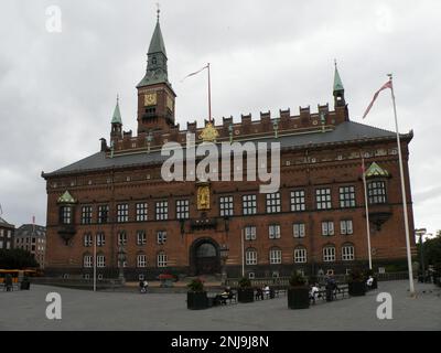 Municipio-Københavns Rådhus, Rådhuspladsen, Copenaghen, Danimarca, Europa Foto Stock
