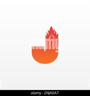 Modello vettoriale Flame Letter J Logo Design. Bella progettazione di logotipo per il marchio di impresa di fiamme di fuoco. Illustrazione Vettoriale