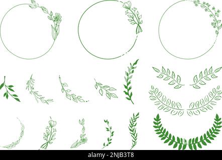 ramifica le immagini vettoriali. Set di silhouette disegnate a mano Illustrazione Vettoriale