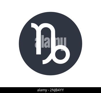 Segno astrologico Capricorno isolato in un cerchio nero. Illustrazione Vettoriale