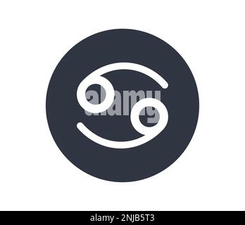 Segno astrologico del cancro isolato in un cerchio nero. Illustrazione Vettoriale