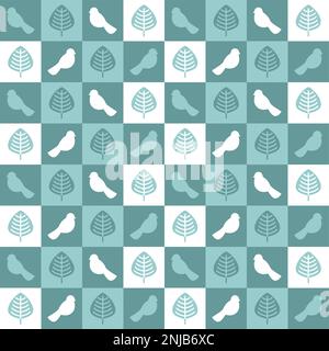 Uccelli e foglie modello geometrico senza cuciture. Tessuto del bambino Illustrazione Vettoriale