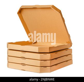 Aprire la scatola della pizza isolata su sfondo bianco con percorso di ritaglio Foto Stock