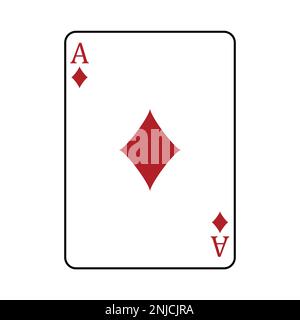 Asso di Diamonds carta da gioco, illustrazione vettoriale isolato su bianco Illustrazione Vettoriale