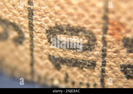 Numero dieci sul primo piano di un metro a nastro di un sarto Foto Stock