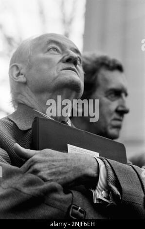 L'ex VP Hubert Humphrey e il Sen. Edmund Muskie alla Jimmy carter's Pond House di Plains, Georgia. Foto Stock