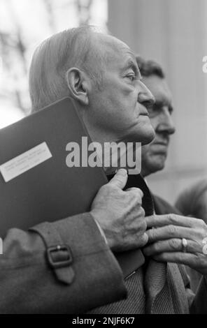 L'ex VP Hubert Humphrey e il Sen. Edmund Muskie alla Jimmy carter's Pond House di Plains, Georgia. Foto Stock