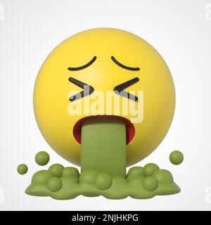 3d emoticon emoji character vomit, nausea, malattia Foto Stock