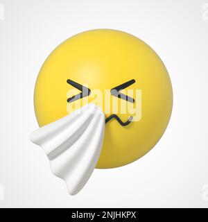 3d emoticon emoji character vomit, nausea, malattia Foto Stock