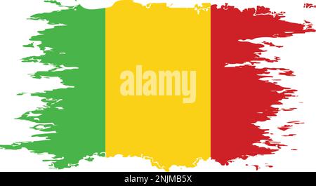 Immagine a colori del pennello grunge flag Mali, vettore Illustrazione Vettoriale