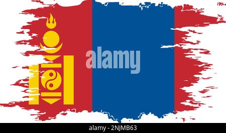 Mongolia bandiera grunge pennello immagine a colori, vettore Illustrazione Vettoriale