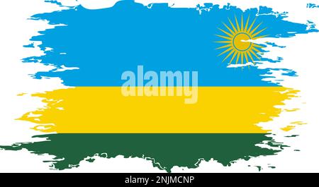 Immagine a colori del pennello grunge bandiera ruandese, vettore Illustrazione Vettoriale