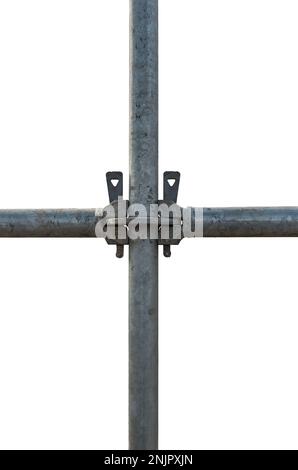 Primo piano del ponteggio di una fascetta stringitubo, isolata Foto Stock