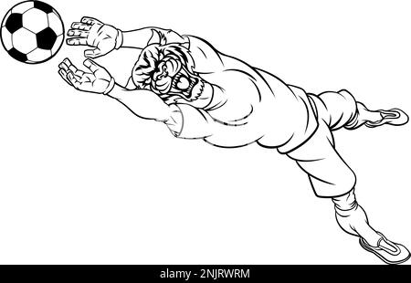 Tiger Soccer Football Player animale mascotte sportive Illustrazione Vettoriale