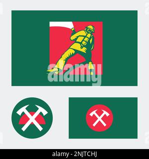 Bangladesh Firefighter Sign Vector Set con bandiera Bangladesh. Illustrazione Vettoriale