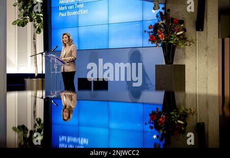 L'AIA - vera Bergkamp, Presidente della Camera dei rappresentanti, durante la presentazione della valutazione della formazione del gabinetto ANP ROBIN VAN LONKHUIJSEN 2021 out Olanda - belgio out Foto Stock