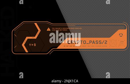 Decalcomania cyberpunk. Adesivo vettoriale, etichetta in stile futuristico. Segni, iscrizioni e simboli sci fi. Illustrazione Vettoriale