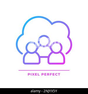 Icona vettore lineare gradiente perfetto pixel nuvola di comunità Illustrazione Vettoriale