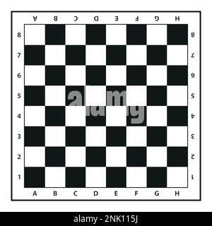 scacchiera, illustrazione vettoriale in bianco e nero isolata su bianco Illustrazione Vettoriale