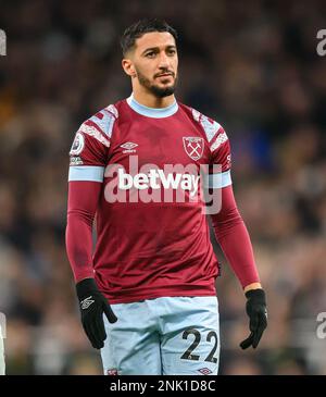 19 Feb 2023 - Tottenham Hotspur v West Ham United - Premier League - Tottenham Hotspur Stadium West Ham's Said Benrahma durante la partita della Premier League contro Tottenham. Foto : Mark Pain / Alamy Live News Foto Stock