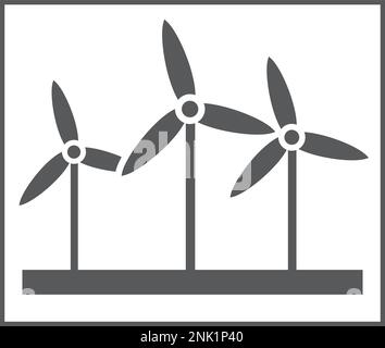 Energia eolica per la generazione di energia verde, turbina eolica per la generazione di energia elettrica Illustrazione Vettoriale