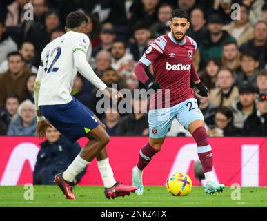 19 Feb 2023 - Tottenham Hotspur v West Ham United - Premier League - Tottenham Hotspur Stadium West Ham's Said Benrahma durante la partita della Premier League contro Tottenham. Foto : Mark Pain / Alamy Live News Foto Stock