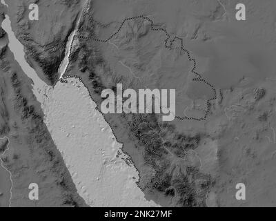 Tabuk, regione dell'Arabia Saudita. Mappa altimetrica bilivello con laghi e fiumi Foto Stock