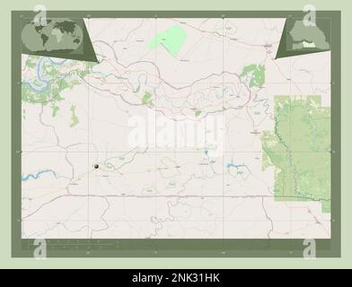 Kolda, regione del Senegal. Aprire la mappa stradale. Mappe delle posizioni ausiliarie degli angoli Foto Stock