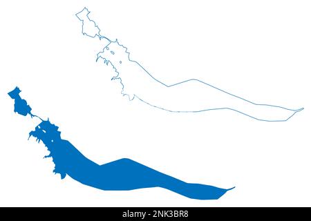 Lago Painted Rock Reservoir (Stati Uniti d'America, Nord America, Stati Uniti, usa, Arizona) mappa vettore illustrazione, schizzo di schizzo dipinto Rock Dam mappa Illustrazione Vettoriale