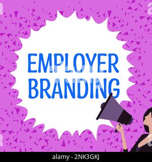 Firma di scrittura a mano Marcare a caldo del datore di lavoro. Processo fotografico concettuale per la promozione di un'azienda creazione di reputazione Foto Stock