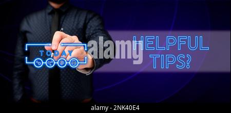 Suggerimenti utili per la visualizzazione concettuale. Parola per i consigli dato per essere conoscenza utile nella vita Foto Stock