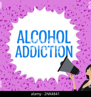 Visualizzazione concettuale alcol Addiction. Idea di business caratterizzata da un consumo frequente ed eccessivo di bevande alcoliche Foto Stock