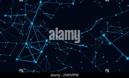 Plesso blu cielo luminoso. Big data. Astratto plesso tecnologia futuristico rete di background. Effetto plesso. Foto Stock