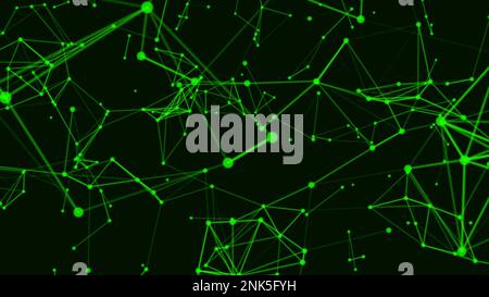 Linee e triangoli. Plesso luminoso. Sfondo geometrico che collega i punti come plesso. Plesso digitale di linee e punti luminosi. Foto Stock