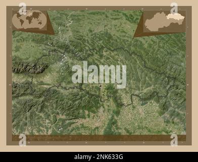 Presovsky, regione della Slovacchia. Mappa satellitare a bassa risoluzione. Mappe delle posizioni ausiliarie degli angoli Foto Stock