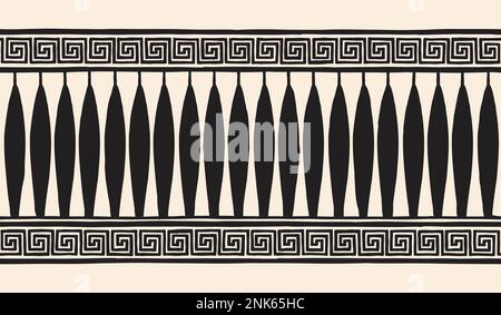 Ornamento nazionale greco antico senza cuciture isolato su sfondo beige. Illustrazione Vettoriale