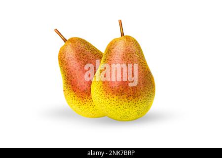 Pera fresca gialla isolata su fondo bianco con percorso di taglio. Concetto di cibo Foto Stock